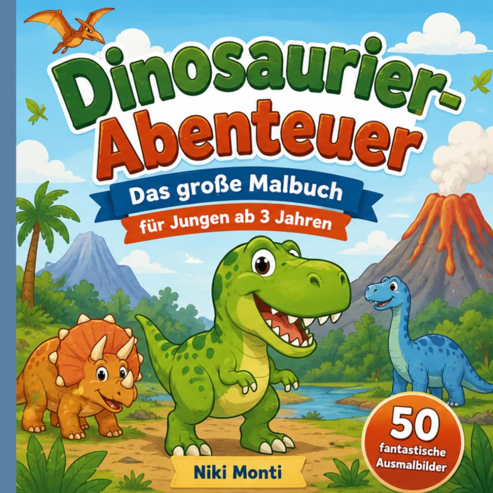 ler totalmente Dinosaurier-Abenteuer – Das große Malbuch für Jungen ab 3 Jahren: 50 fantastische Ausmalbilder für kleine Jungen ab 3 Jahren – Mit niedlichen... Szenen zum Ausmalen (German Edition)