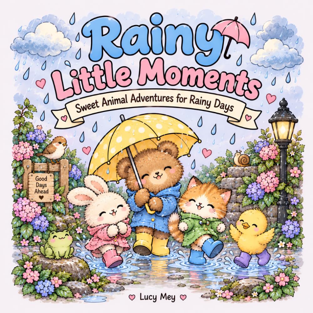 ler totalmente RAIINY LITTLE MOMENTS: Sweet Animal Adventures for Rainy Days Coloring Book