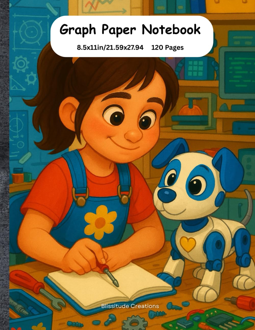ler totalmente Girls in STEM: Graph Paper Notebook for Curious Creators: A Cute & Empowering Math, Science & Robotics Journal for Girls & Teens | 120 Pages | 8.5 x 11