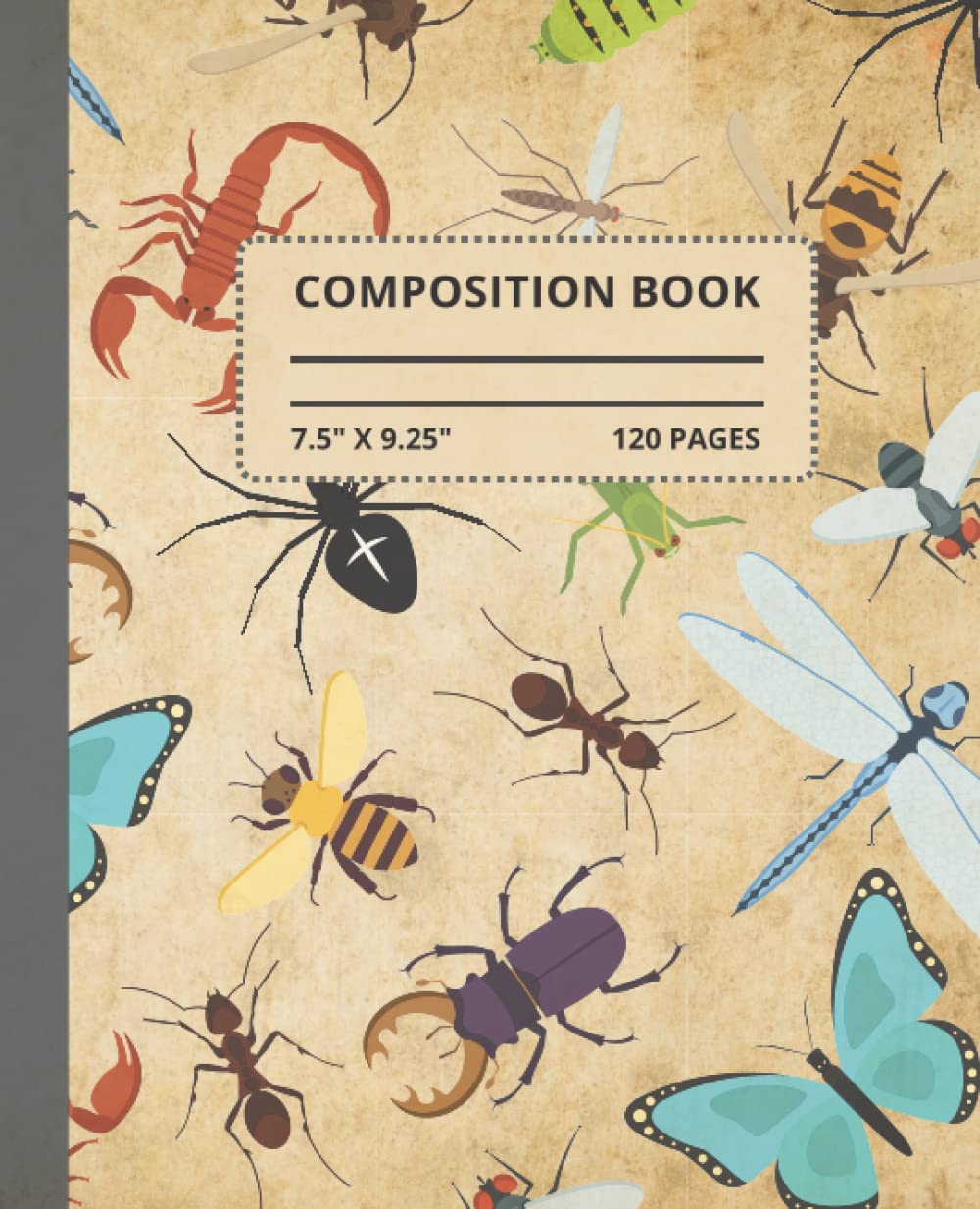 Vintage Composition Notebook, college ruled, colorful insects, For Students, Teachers, 120 pages, 7.5"x9.25": School Composition Notebook baixar livro de graça