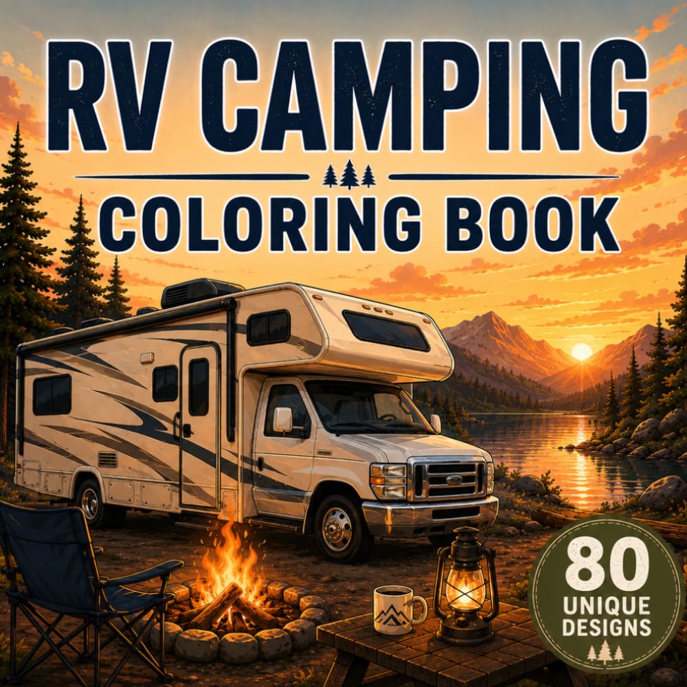 RV Camping Coloring Book: 80 Unique Designs for Adults & Teens — Cozy Camper Life, Relaxing RV Road Trips, Scenic Interiors & Stress-Relief Moments baixar o livro de graça