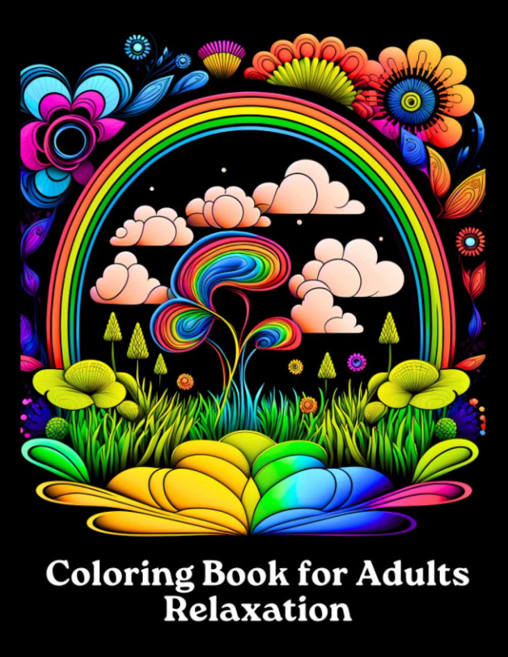 ler totalmente Coloring Book for Adults Relaxation: Adult Coloring Book for Women, Men, Teens | 75+ Relaxing Black Background Pages of Flowers, Animals, Nature, Patterns, Landscapes | Anxiety and Stress Relief Gift