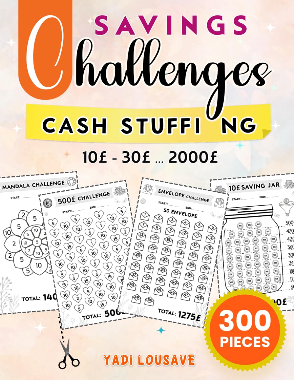 ler totalmente Budget Savings Challenges Inserts A6: 300 Colorful Sheets to cut out for UK Cash Stuffing | Suitable for Storage in Zipper Envelopes A6