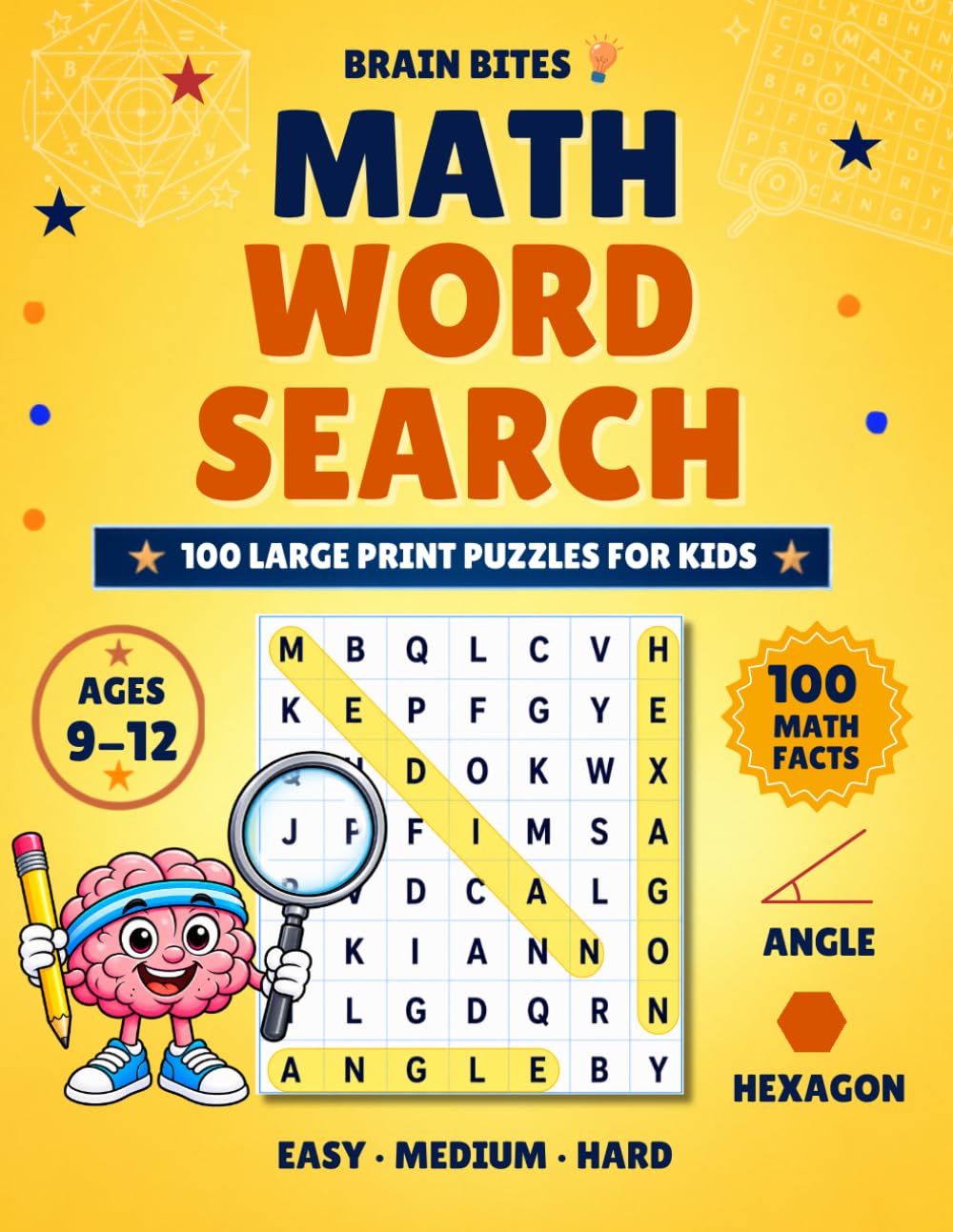 ler totalmente Math Word Search for Young Mathematicians: 100 Puzzles Ages 9-12 with Fractions, Geometry, Algebra and Statistics, Plus a Verified Math Fact on Every Page (Brain Bites)