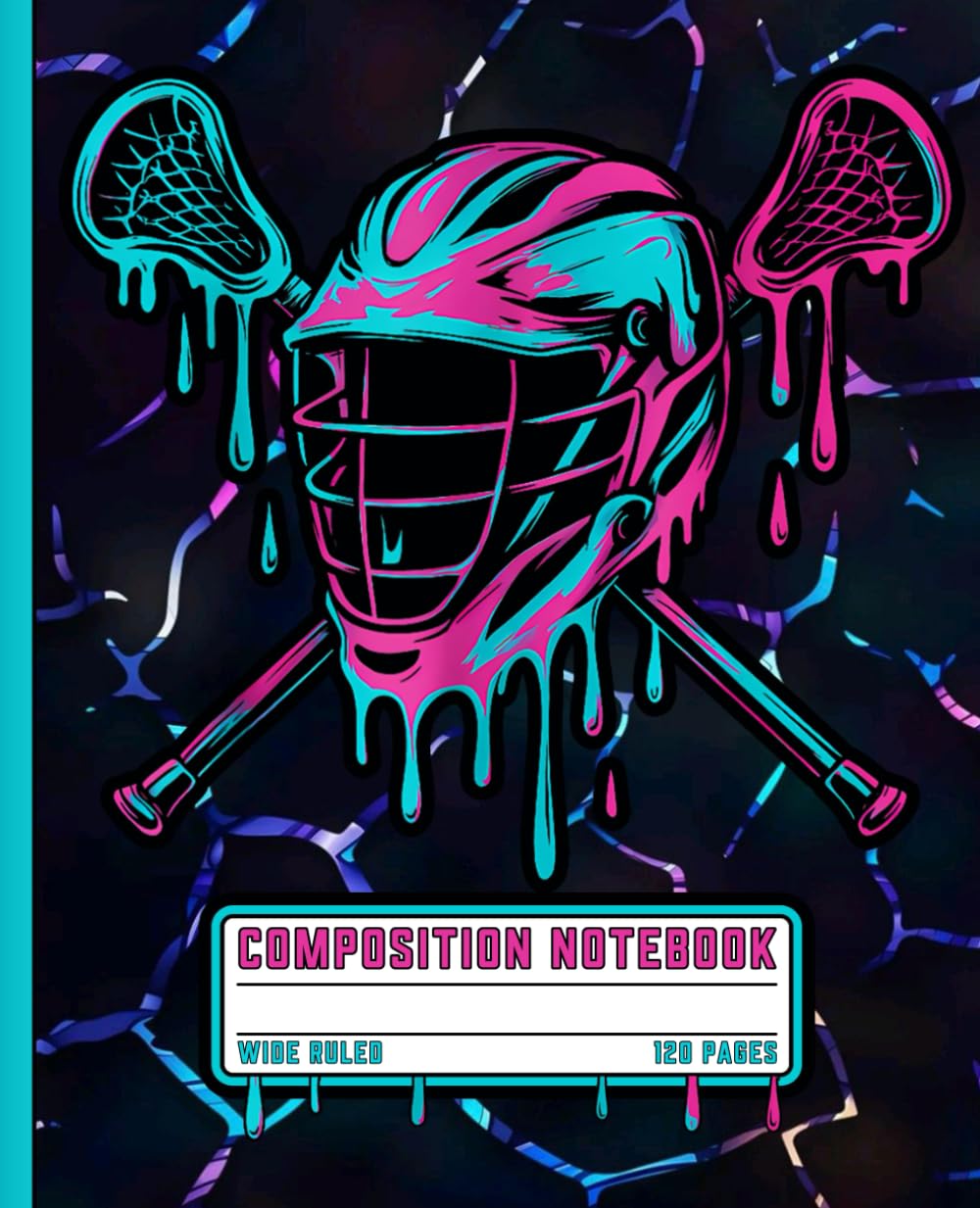 Composition Notebook: Neon Drip Lacrosse Helmet and Sticks, Wide Ruled Sports Exercise Book For Boys, Teens, Kids, Students, School and College Writing Notes baixar livro de graça