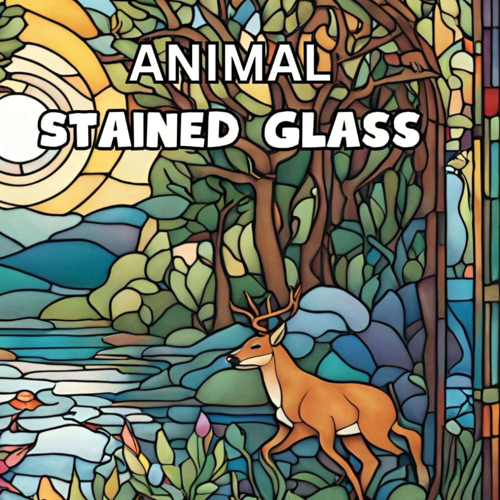 ler totalmente Animal Stained Glass: Coloring Book, Adult & Kids Coloring Book with Animals, 50 Unique Animals