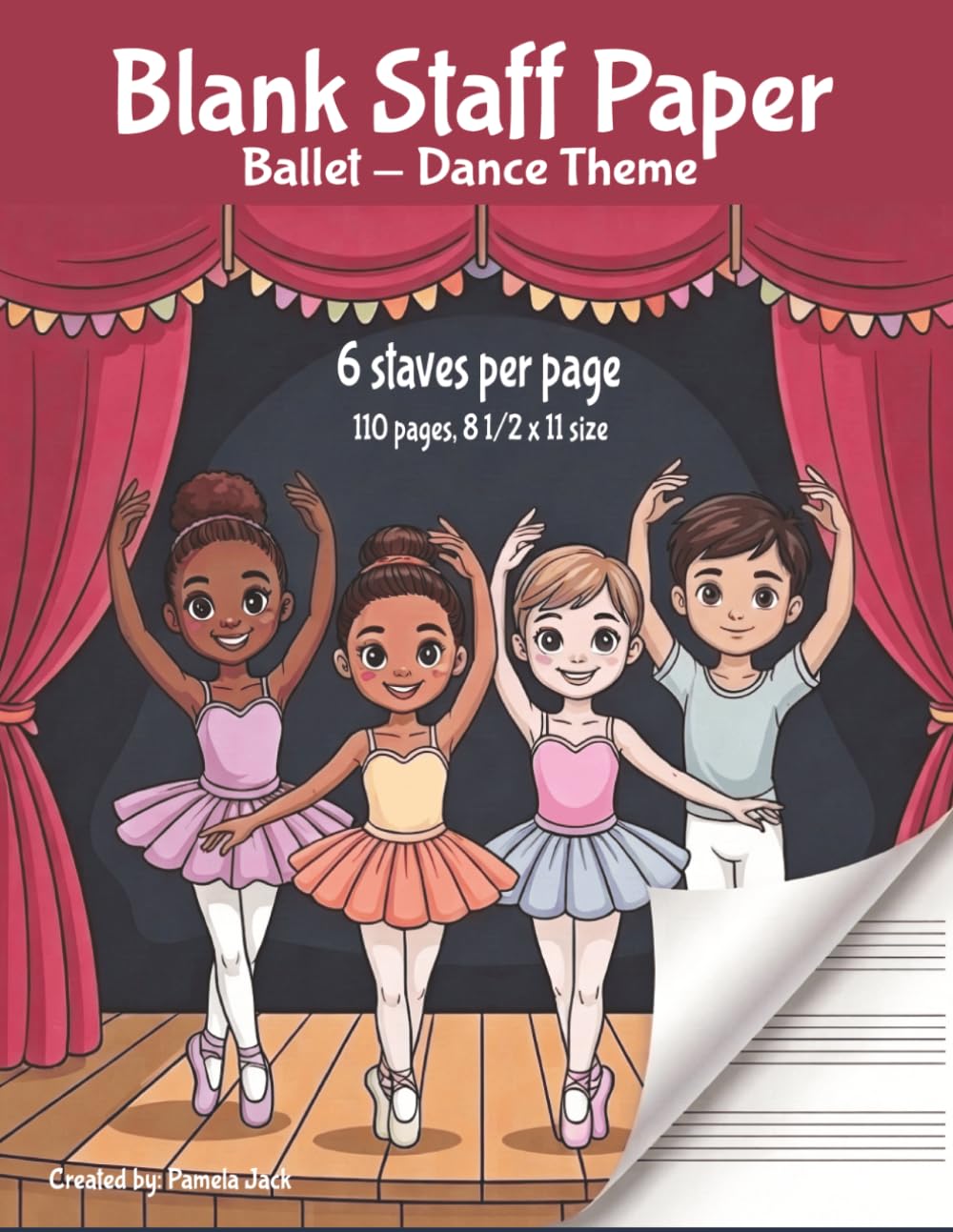 ler totalmente Blank Staff Paper Ballet Dance Theme 6 Staves Per Page: Wide Staff Music Notebook for Beginners – 6 Staves Per Page, 110 Pages of Manuscript Paper with Music Notation Guide & Composition Pages