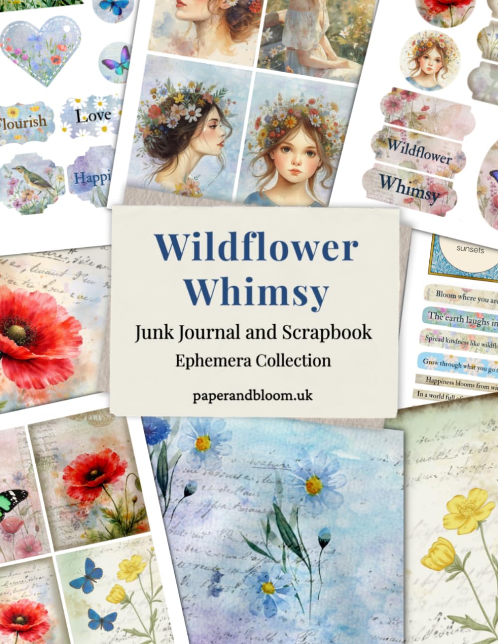 ler totalmente Wildflower Whimsy Junk Journal and Scrapbook Ephemera Collection: Floral Images for Junk Journaling, Scrapbooking, Collage, and Paper Crafts