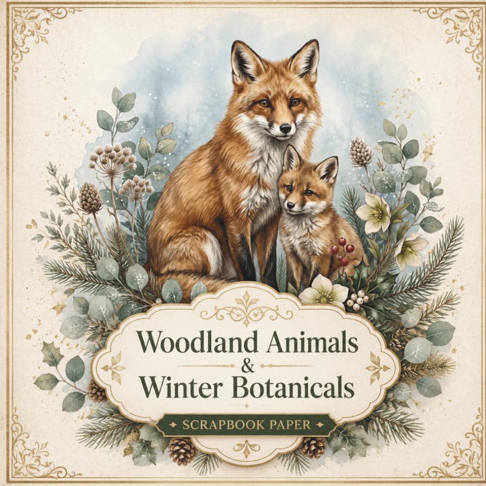ler totalmente Woodland Animals & Winter Botanicals Scrapbook Paper: Elegant Winter Wildlife Designs for Junk Journals, Collage, Card Making and Mixed Media Crafts
