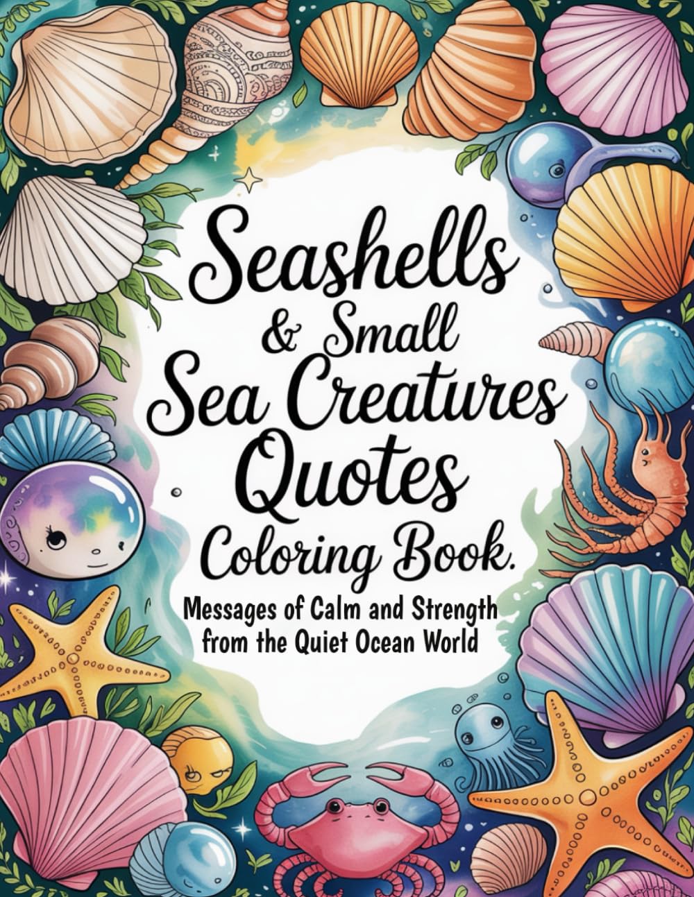 ler totalmente Seashells & Small Sea Creatures Quotes Coloring Book: Messages of Calm and Strength from the Quiet Ocean World