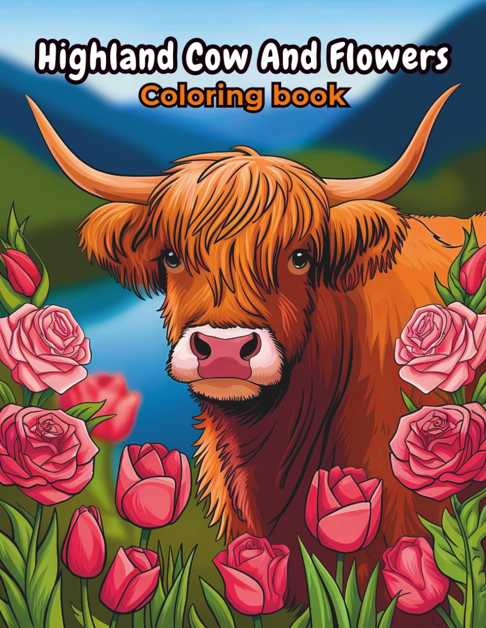 Highland Cow And Flowers Coloring Book baixar o livro de graça