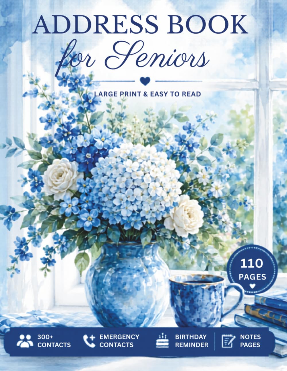 capítulo por capítulo baixar Address Book for Seniors I Easy-to-Read Large Print I: Large Print Contact Organizer with Elegant Blue Floral Design, 300+ Contacts, Emergency Information, Birthday Reminders & Notes Pages