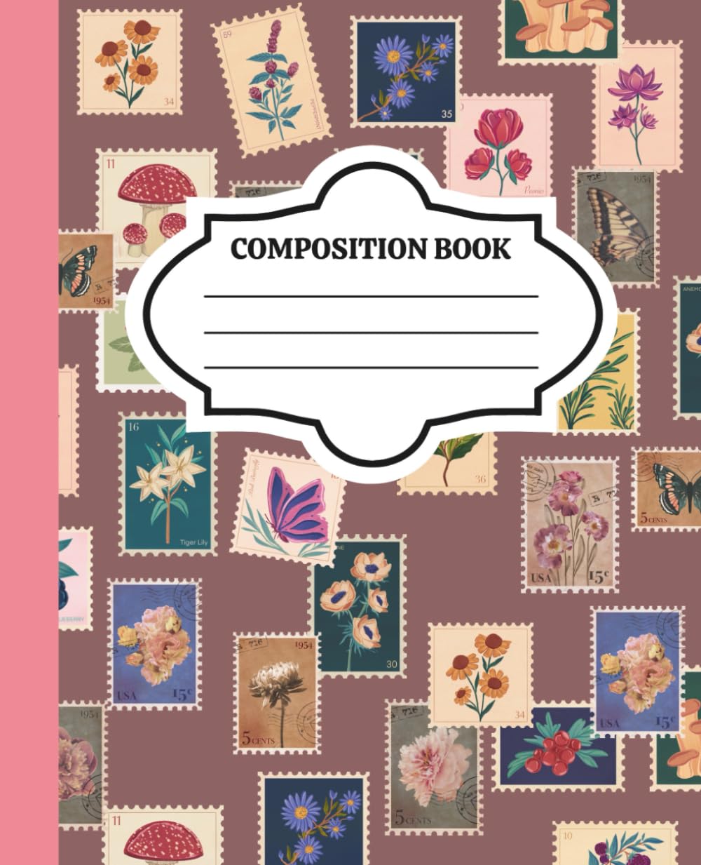ler totalmente Vintage Stamps Composition Notebook: Travel Notebook | 110 Pages, 7.5 x 9.25"