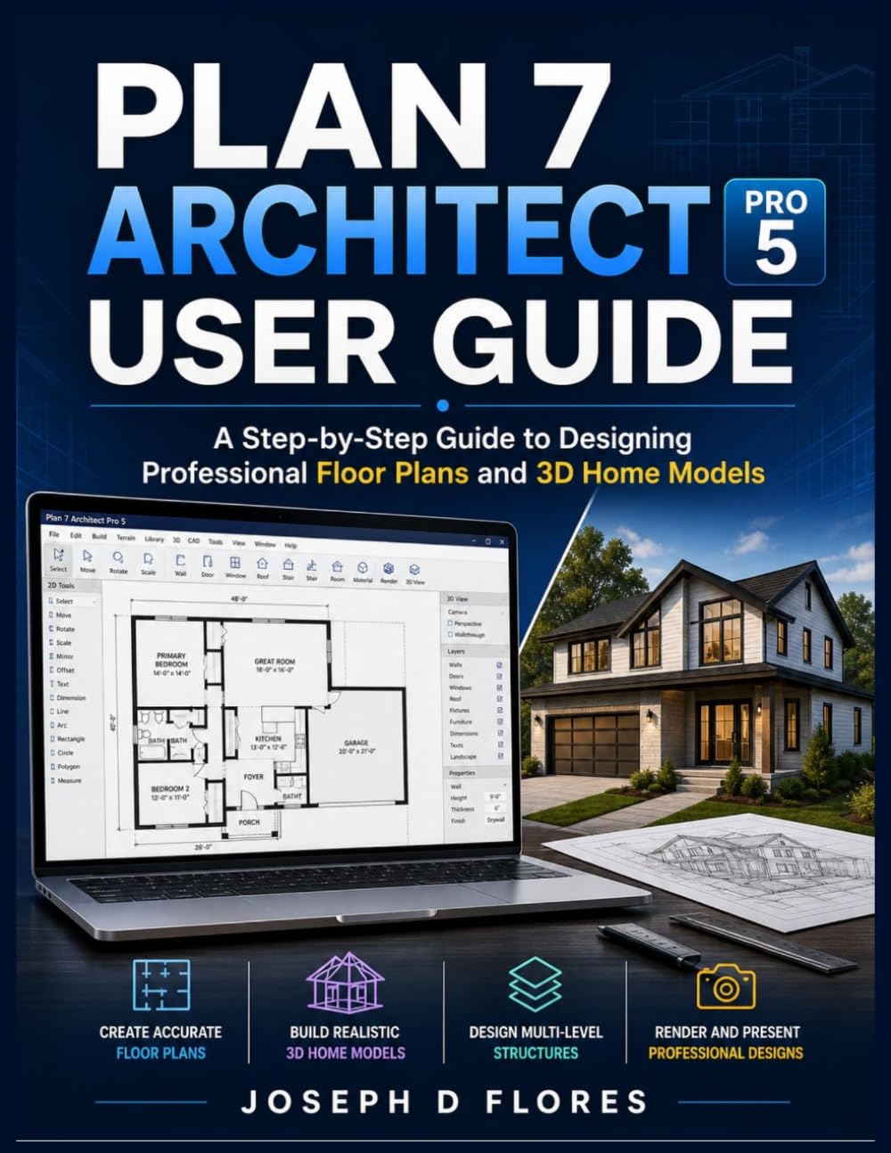 ler totalmente Plan 7 Architect Pro 5 User Guide: A Step-by-Step Guide to Designing Professional Floor Plans and 3D Home Models