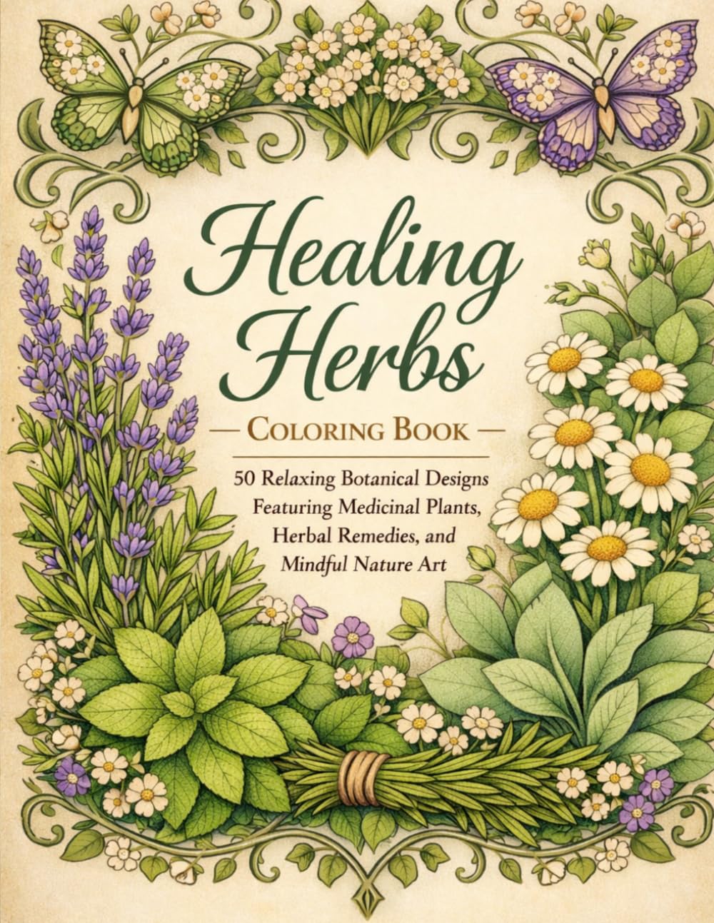ler totalmente Healing Herbs Coloring Book: 50 Relaxing Botanical Designs Featuring Medicinal Plants, Herbal Remedies, and Mindful Nature Art