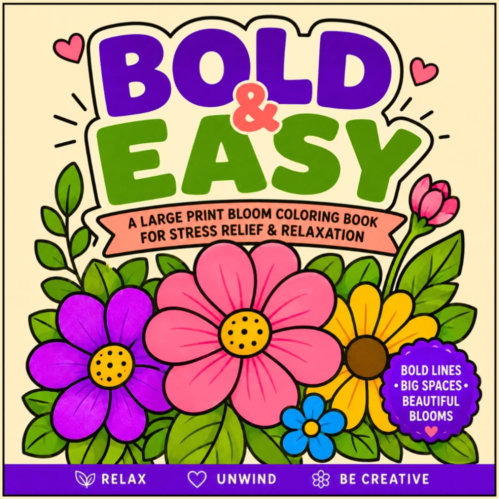 capítulo por capítulo baixar Bold & Easy Flower Coloring Book: 55 Simple Large-Print Floral Designs for Adults, Seniors & Children. Perfect for Gifting, Relaxing And Stress Relief