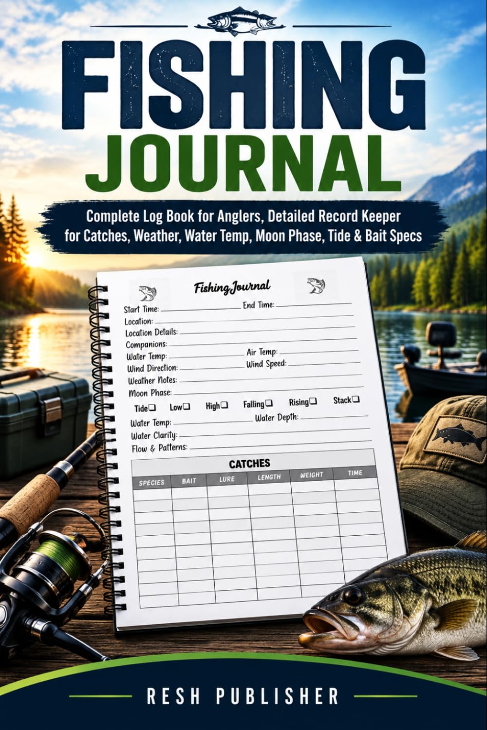 Fishing Journal: Complete Log Book for Anglers, Detailed Record Keeper for Catches, Weather, Water Temp, Moon Phase, Tide & Bait Specs baixar livro de graça
