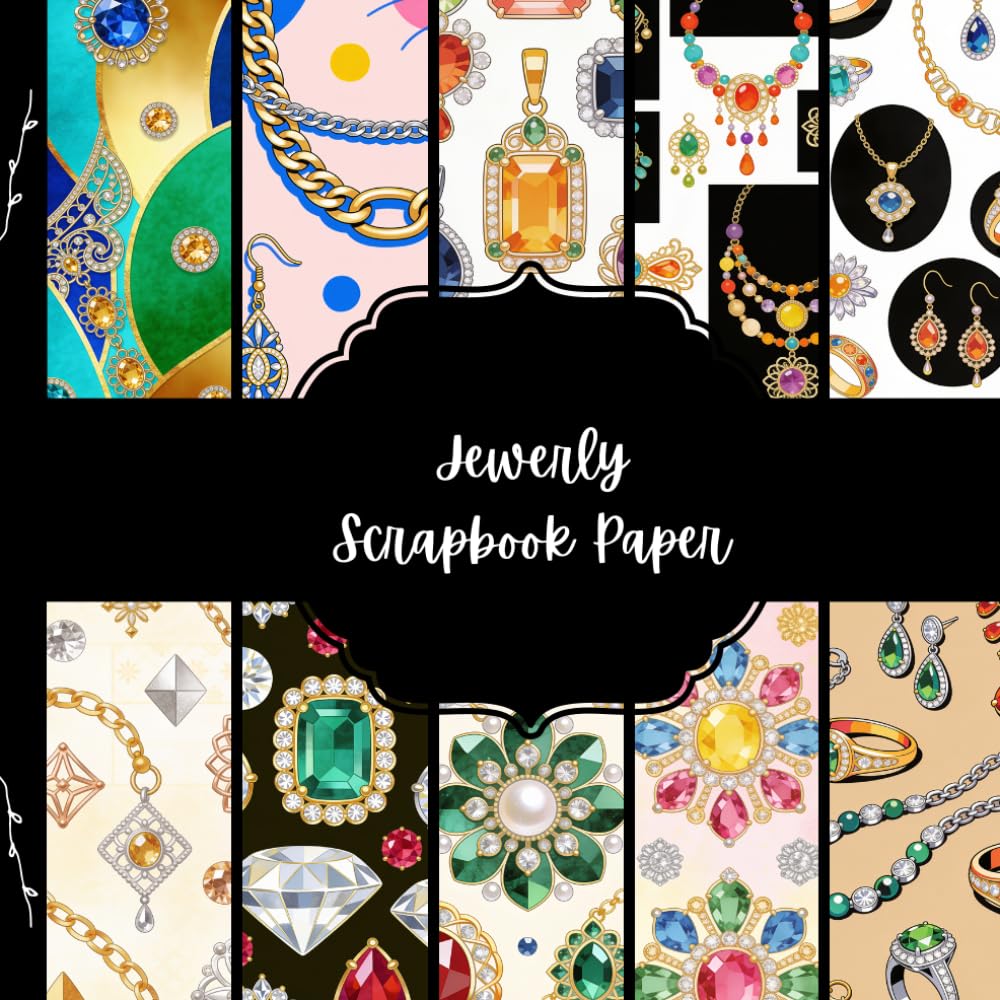 Jewelry Scrapbook Paper, Gemstone Junk Journal Paper, Elegant Decorative Paper, DIY Projects, Origami, Collage Sheets, Decoupage Paper, 10 Designs, Double Sided baixar o livro de graça