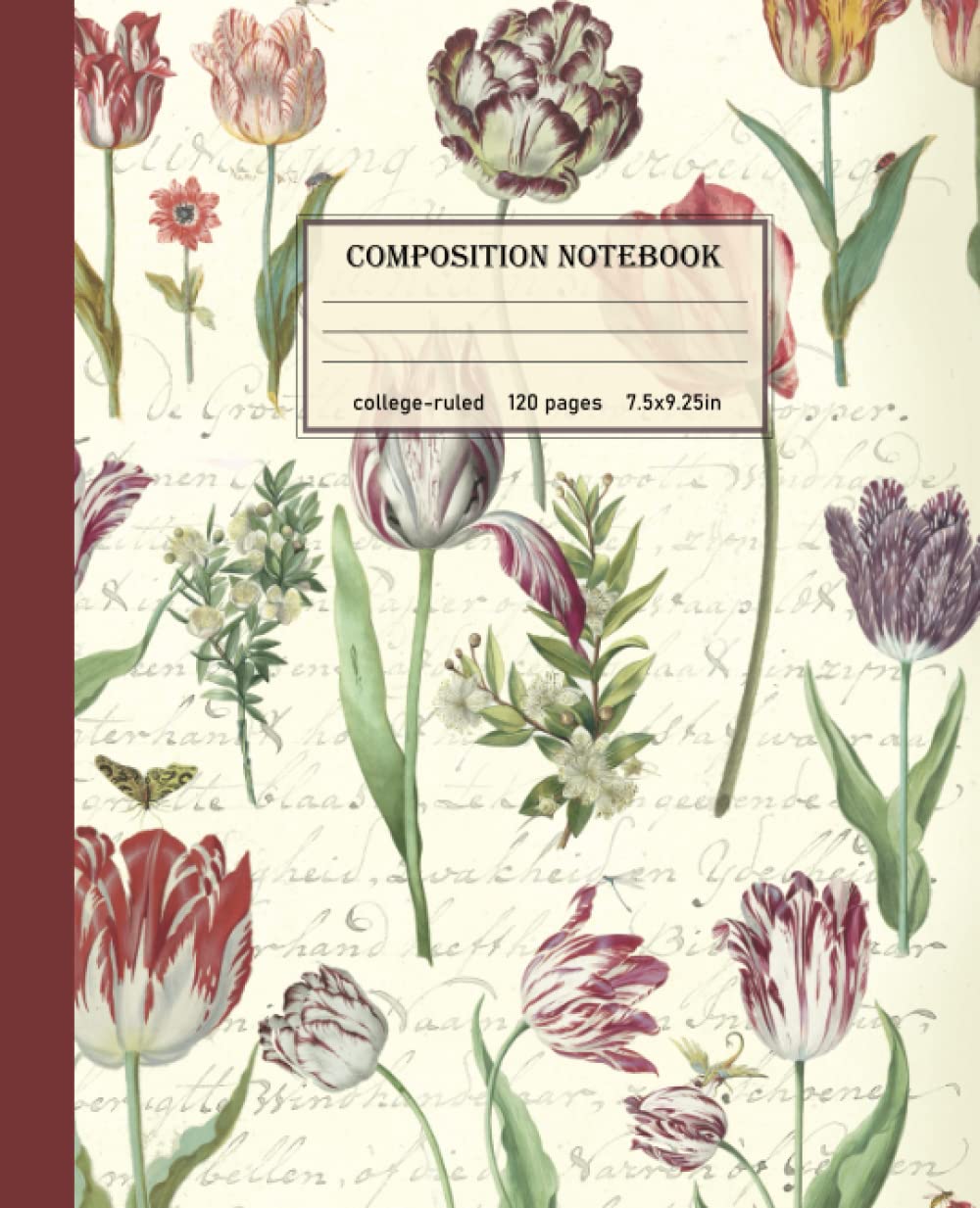 ler totalmente Composition Notebook: Vintage Botanical Illustration with Pink Tulips | 120 College Ruled Lined Paper Journal - 7.5x9.25in