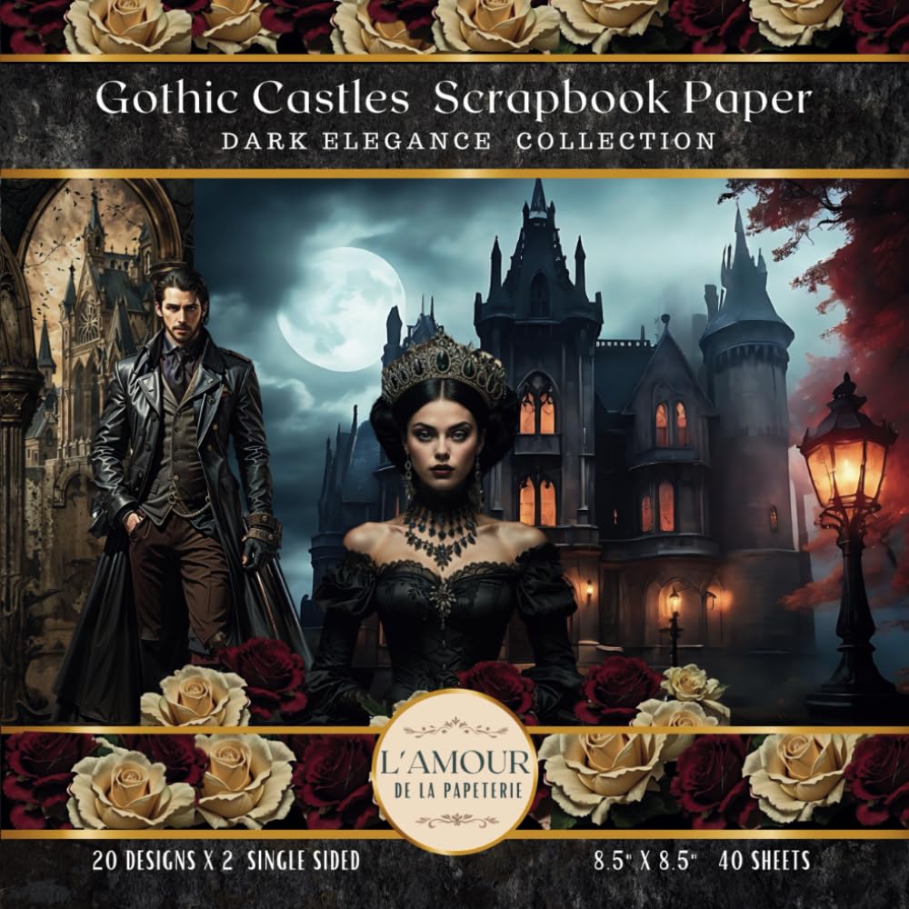 ler totalmente Gothic Castles Scrapbook Paper: Dark Elegance Collection | Junk Journaling, Decoupage, Mixed Media Art, Crafting, Card Making