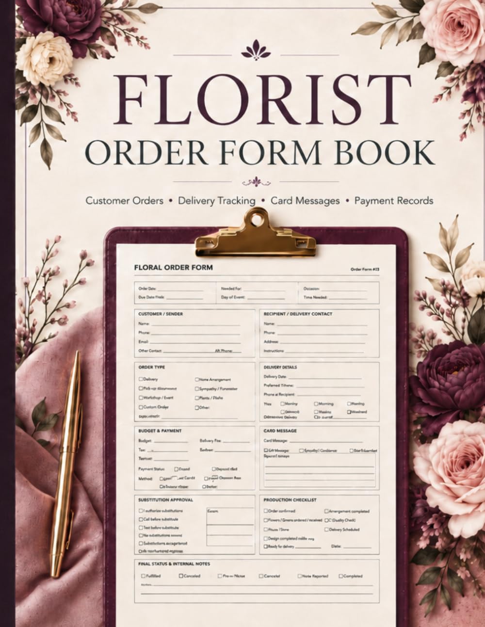 Florist Order Form Book: Order Tracker for Flower and Floral Business Organizer Large Print 8.5 x 11 in fot Flower Business Planner shop baixar o livro de graça