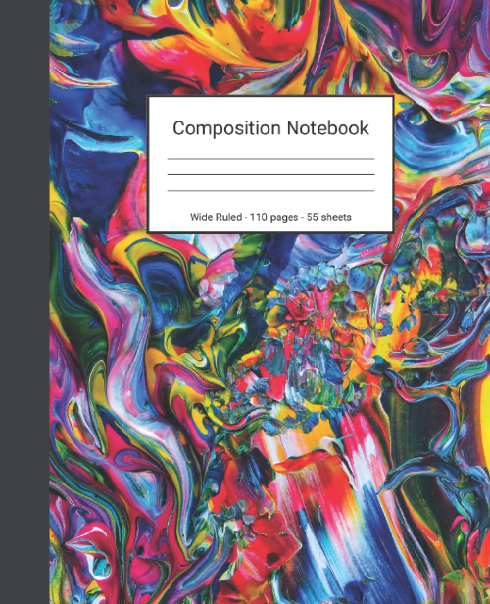 Composition Notebook: Wide Ruled Paper Notebook Journal - Blue Red Yellow And Green Abstract Painting - Blank Wide Lined Workbook