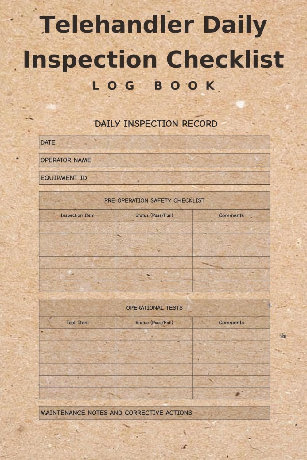 Telehandler Daily Inspection Checklist Log Book: Pre-Operation Safety & Maintenance Record for Operators, Construction & Industrial Sites baixar livro de graça