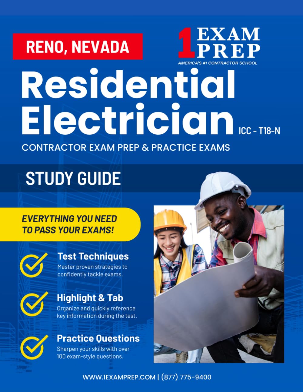 Reno Nevada Residential Electrician (ICC - T18-N) Contractor Exam Prep Study Guide: Practice Exams, Book Overviews & How to Highlight & Tab Your Books