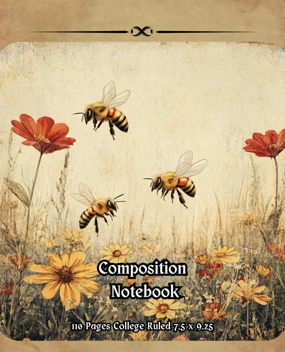 Honey Bees In the Meadow Vintage Looking Cover Composition Notebook: Antique Style Cover with 110 Pages College Ruled for Home and Work, School, College, University baixar o livro de graça