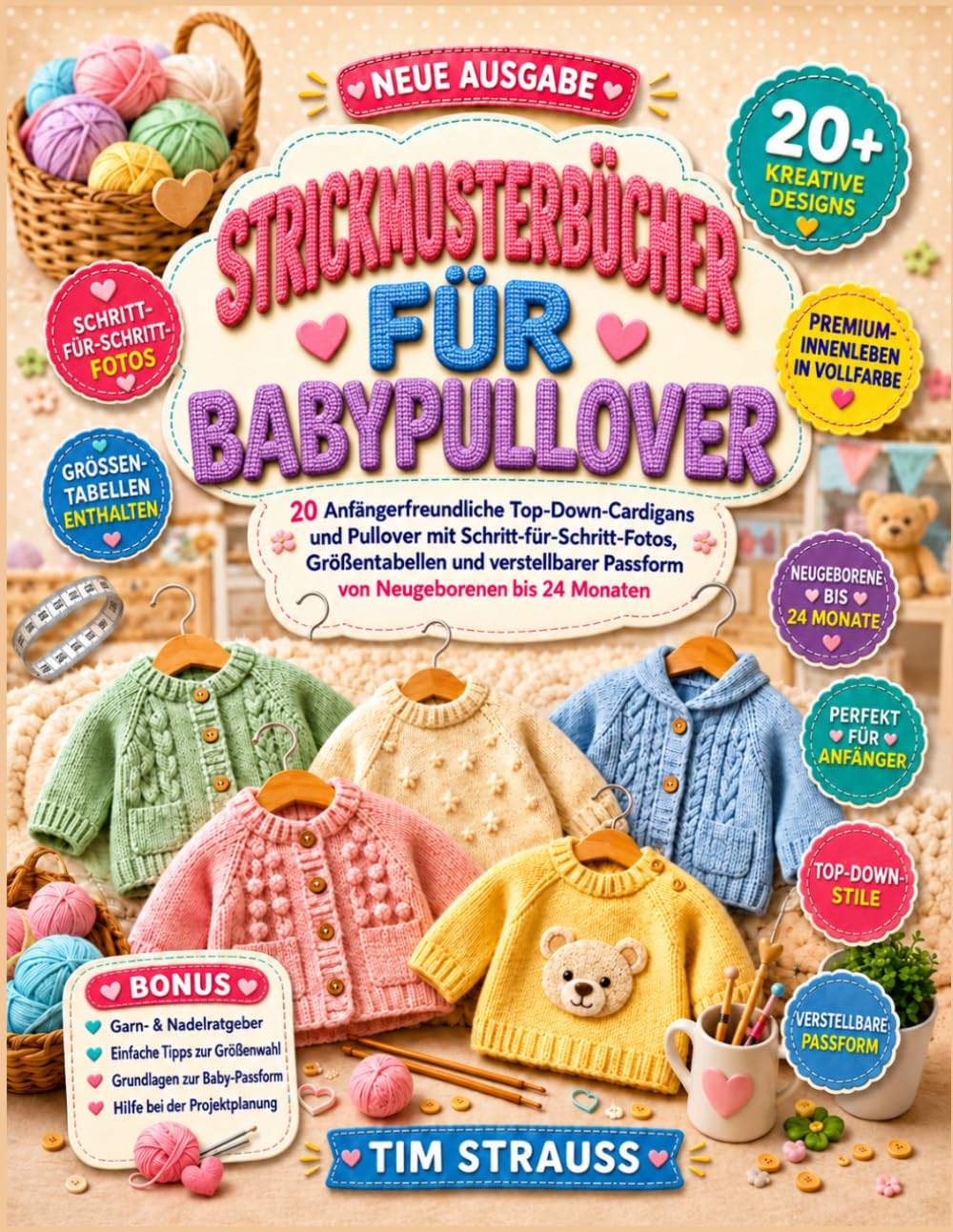 ler totalmente STRICKMUSTERBÜCHER FÜR BABYPULLOVER: 20 Anfängerfreundliche Top-Down-Cardigans und Pullover mit Schritt-für-Schritt-Fotos, Größentabellen und... Neugeborenen bis 24 Monaten (German Edition)
