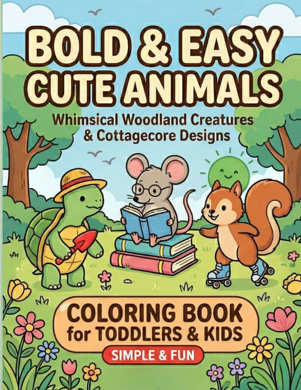 capítulo por capítulo baixar Bold and Easy Cute Animals Coloring Book: Simple and Fun Whimsical Woodland Creatures, Cottagecore Designs, and Thick Lines for Toddlers, Kids, and Beginners
