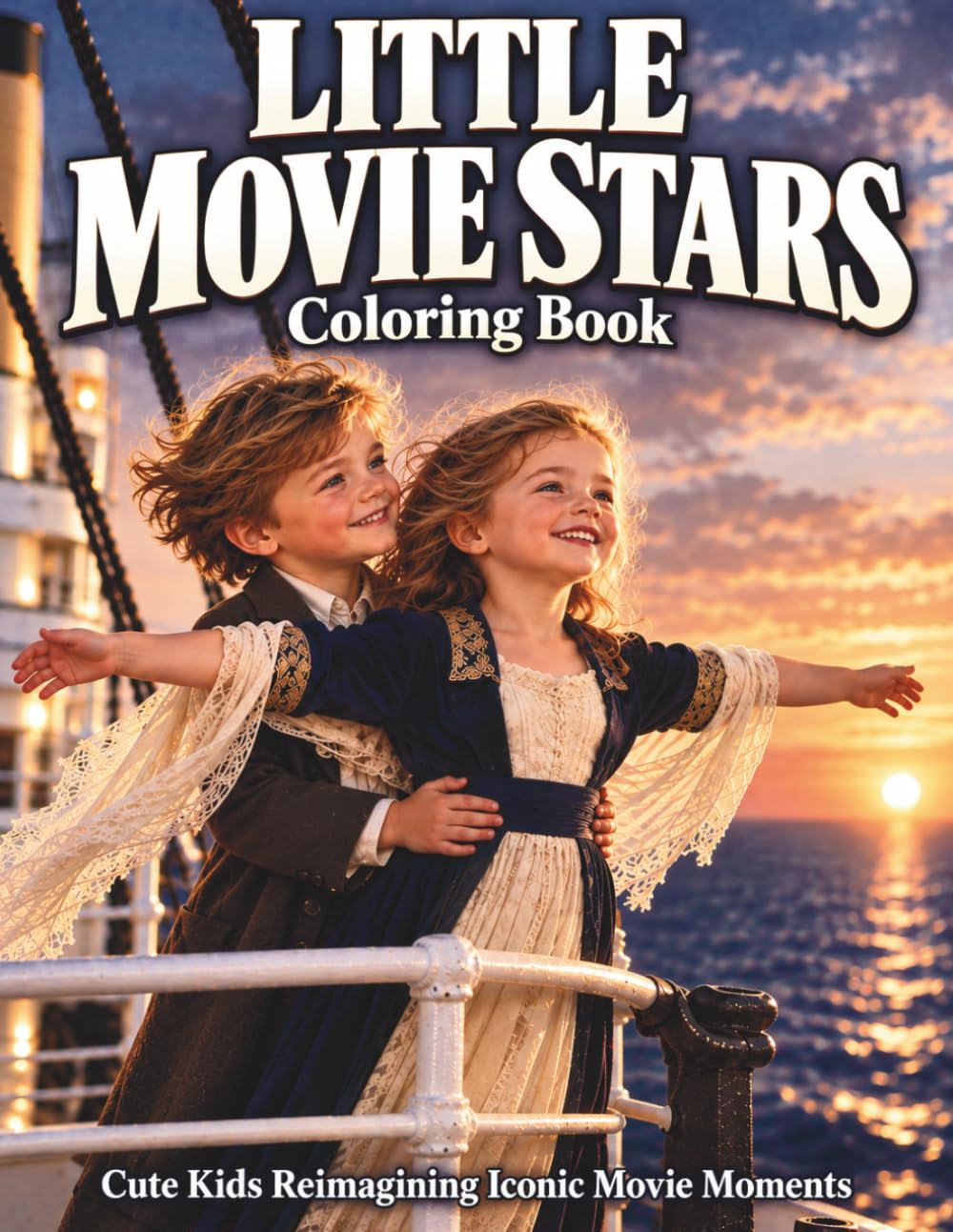 Little Movie Stars Coloring Book: Cute Kids Reimagining Iconic Movie Moments | 47 Whimsical Coloring Pages for Adults & Cinephiles baixar o livro de graça