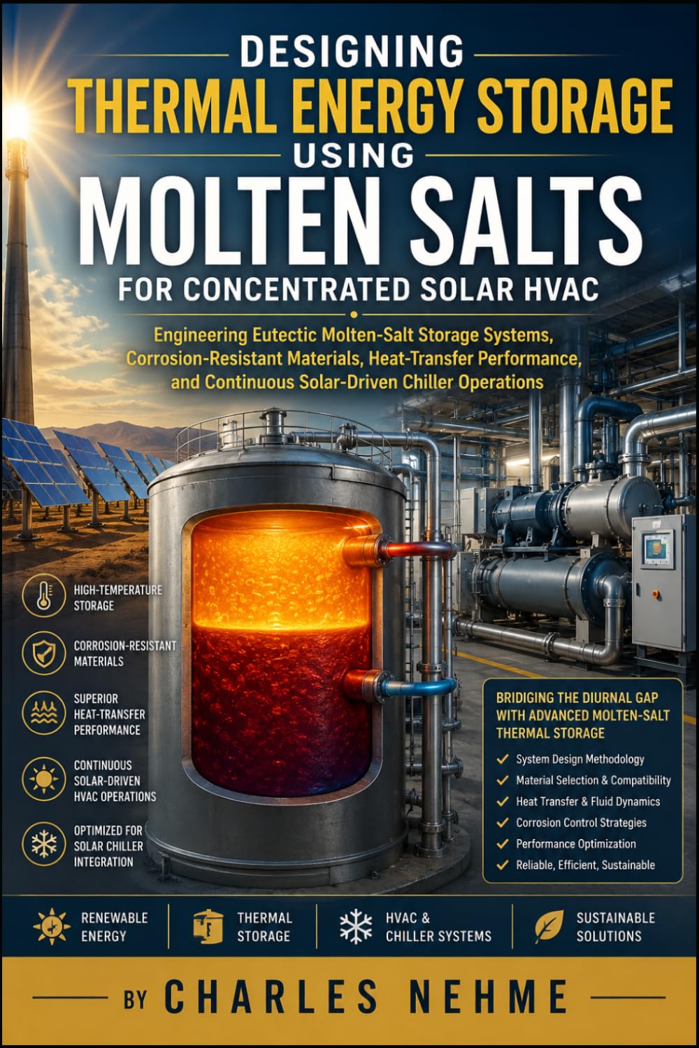 ler totalmente Designing Thermal Energy Storage Using Molten Salts for Concentrated Solar HVAC: Engineering Eutectic Molten-Salt Storage Systems, Corrosion-Resistant... Continuous Solar-Driven Chiller Operations