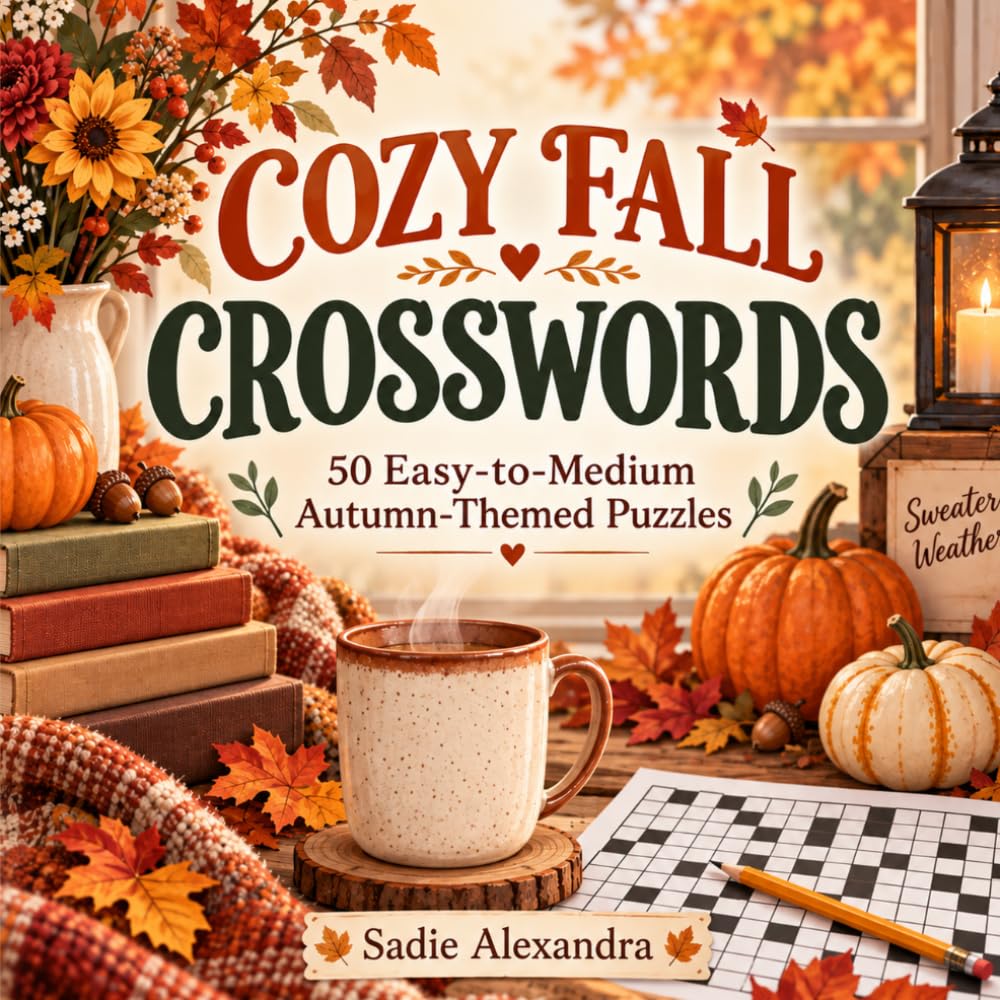 ler totalmente Cozy Fall Crosswords: 50 Easy-to-Medium Autumn Crossword Puzzles for Adults and Seniors – Cozy Seasonal Brain Games for Relaxation