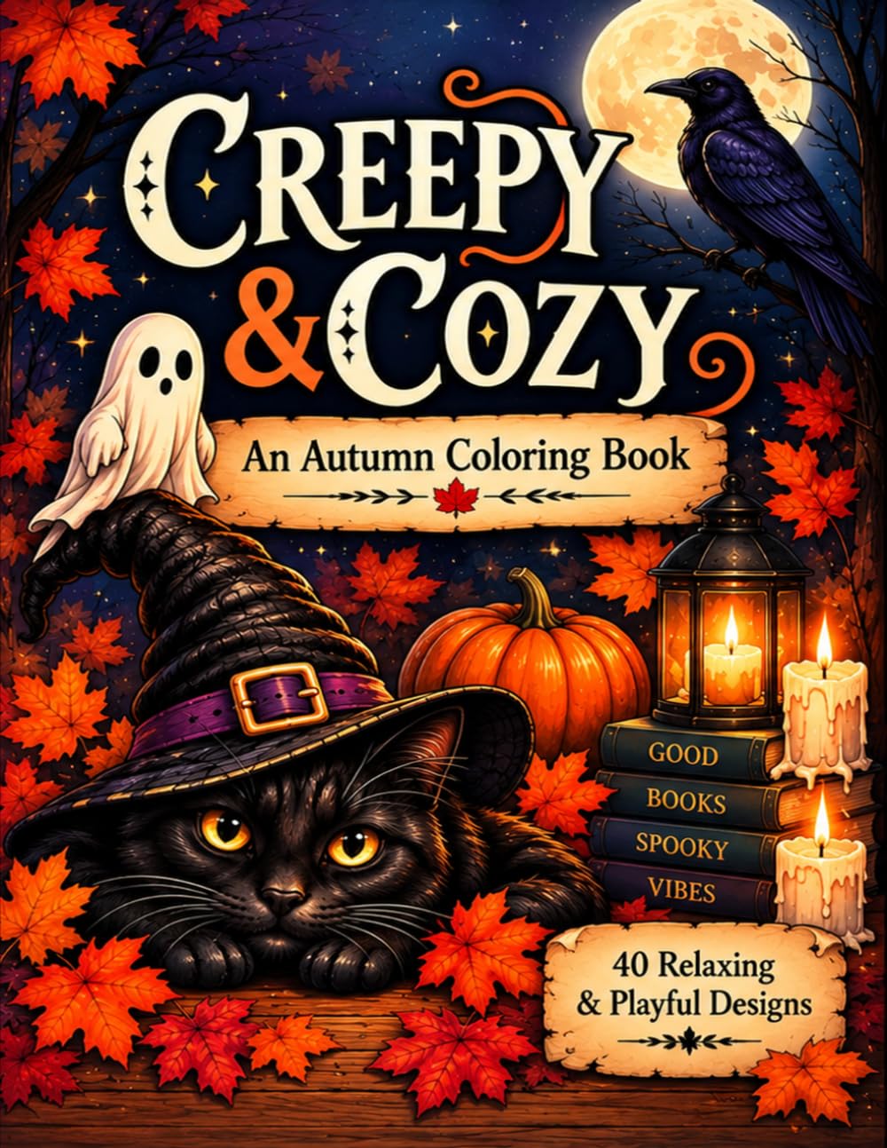 ler totalmente Creepy & Cozy: An Autumn Coloring Book