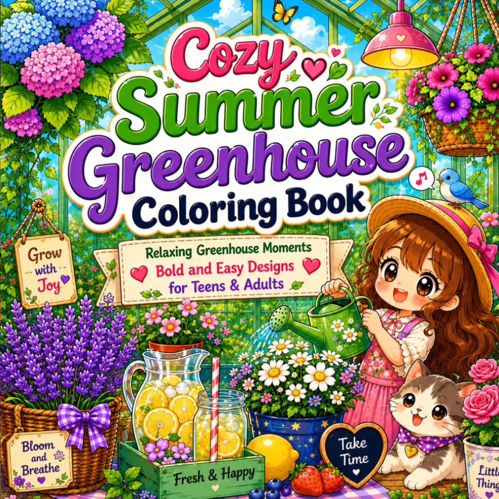 Cozy Summer Greenhouse Coloring Book: Relaxing Greenhouse Moments with Bold & Easy Designs for Teens & Adults baixar o livro de graça
