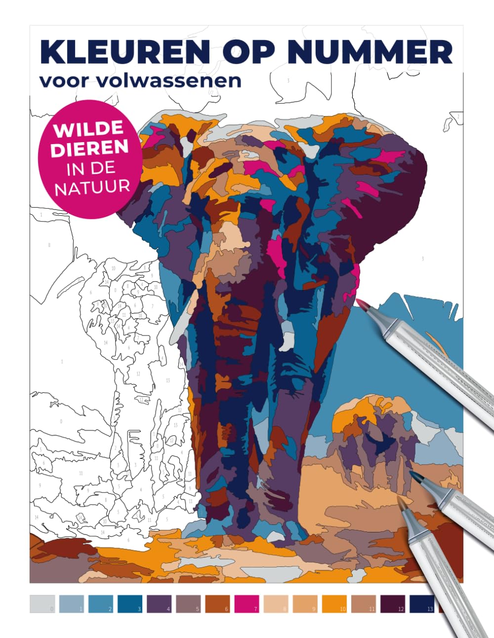 ler totalmente Wilde dieren in de natuur – Kleuren op nummer voor volwassenen: Rustgevend kleurboek met realistische illustraties van olifanten, giraffen, zebra’s, leeuwen en andere Afrikaanse dieren