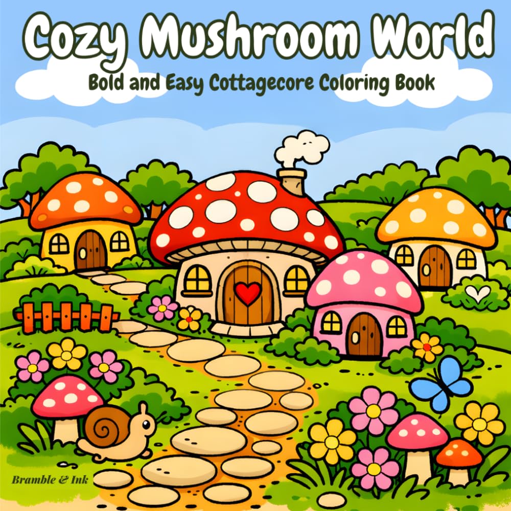 Cozy Mushroom World: Bold and Easy Cottagecore Coloring Book: 50 Simple Mushroom Designs with Thick Lines for Adults, Teens & Seniors | Stress Relief & Relaxation baixar o livro de graça