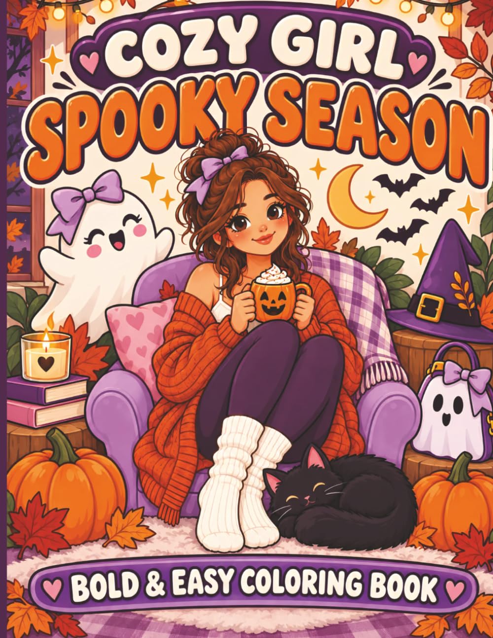 Cozy Girl Spooky Season: Bold & Easy Coloring Book baixar o livro de graça