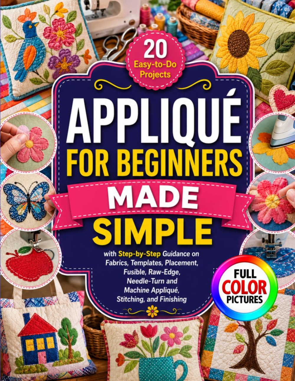 ler totalmente APPLIQUÉ FOR BEGINNERS MADE SIMPLE: 20 Easy-to-Do Projects with Step-by-Step Guidance on Fabrics, Templates, Placement, Fusible, Raw-Edge, Needle-Turn and Machine Appliqué, Stitching, and Finishing