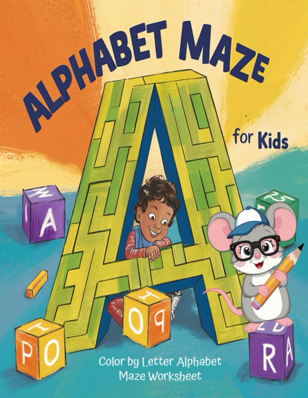 ler totalmente Alphabet Maze for Kids | Color by Letter Alphabet Maze Worksheet | alphabet for kids learning: A4 Pages | Simple Step-by-Step Instructions | Best Early Educational