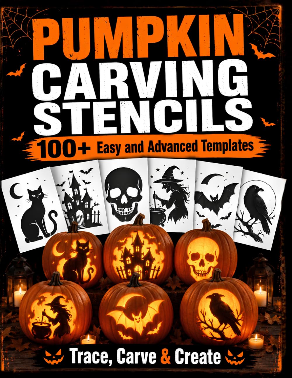 Pumpkin Carving Stencils: Easy and Advanced Spooky Patterns for Halloween Parties, Porch Decor, and Fall Crafts | +100 Templates for Adults, Teens, and Kids baixar o livro de graça