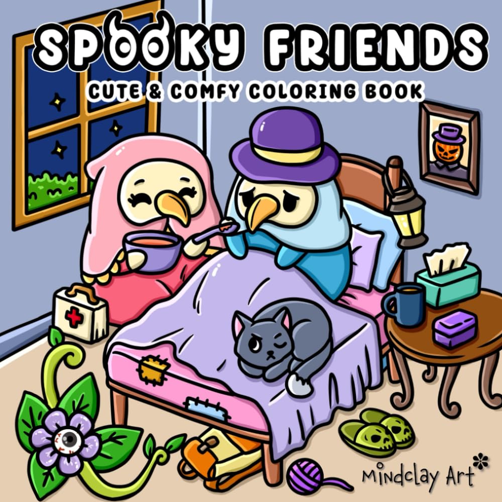 ler totalmente Spooky Friends Coloring Book: For Adults & Teens, Featuring Cute and Cozy Creepy Characters in Cozy Hygge Moments for Relaxation and Stress Relief (Cute & Cozy Coloring Series)