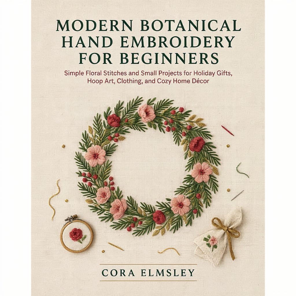 ler totalmente Modern Botanical Hand Embroidery for Beginners: Simple Floral Stitches and Small Projects for Holiday Gifts, Hoop Art, Clothing, and Cozy Home Décor (English Edition)