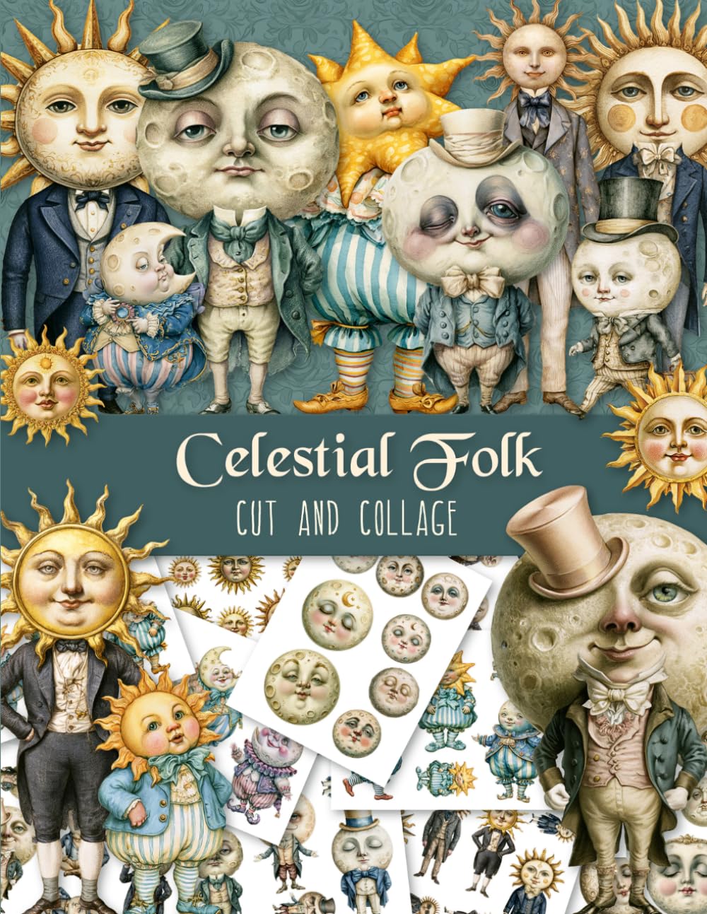 ler totalmente Celestial Folk Cut and Collage: Ephemera Book with Paper Dolls for Junk Journals, Scrapbooking