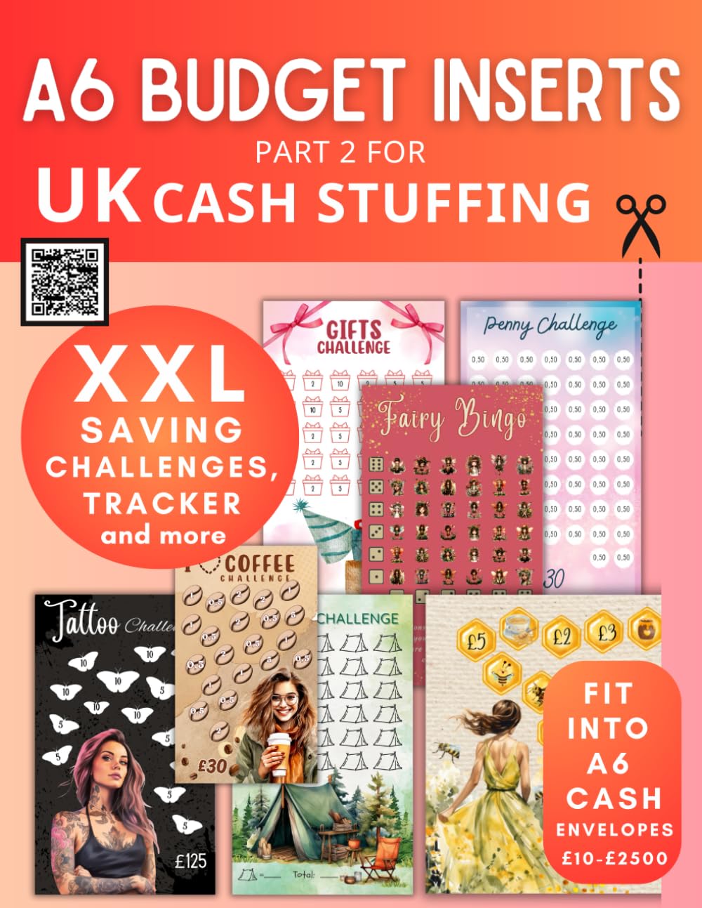 ler totalmente XXL A6 Budget Inserts PART 2: 300 Money Saving Wallet Inserts for the Saving Challenge UK I A6 Challenges, Tracker & Category Labels to cut out for Cash Stuffing (German Edition)