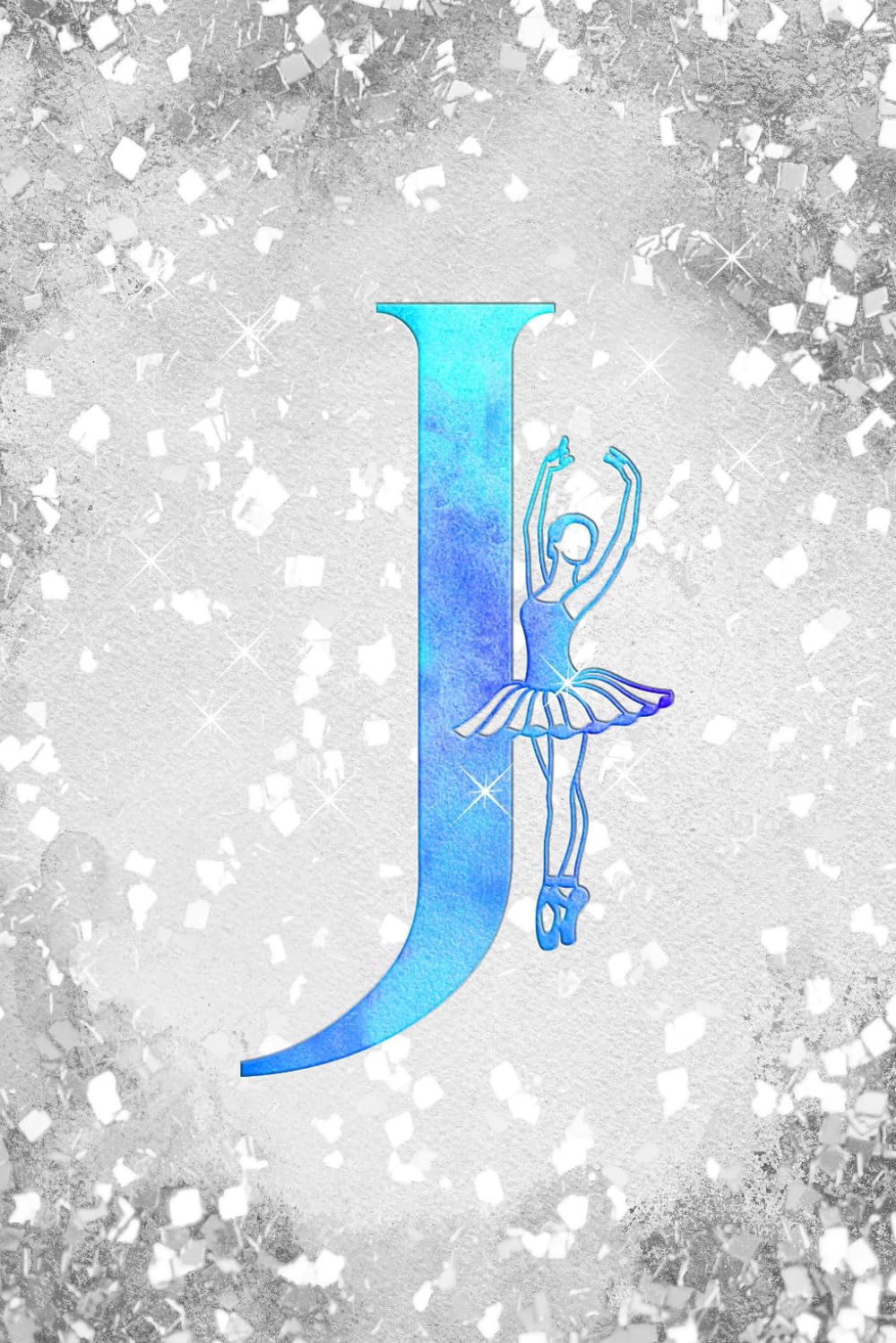 ler totalmente J: Letter "J" Initial Ballet Dance Monogram Gift Notebook - Ballerina on Silver Teal & Blue - College-Ruled Personal Journal, Writing Pad or Diary for Dancers, Girls & Women - 110 Pages, 6x9