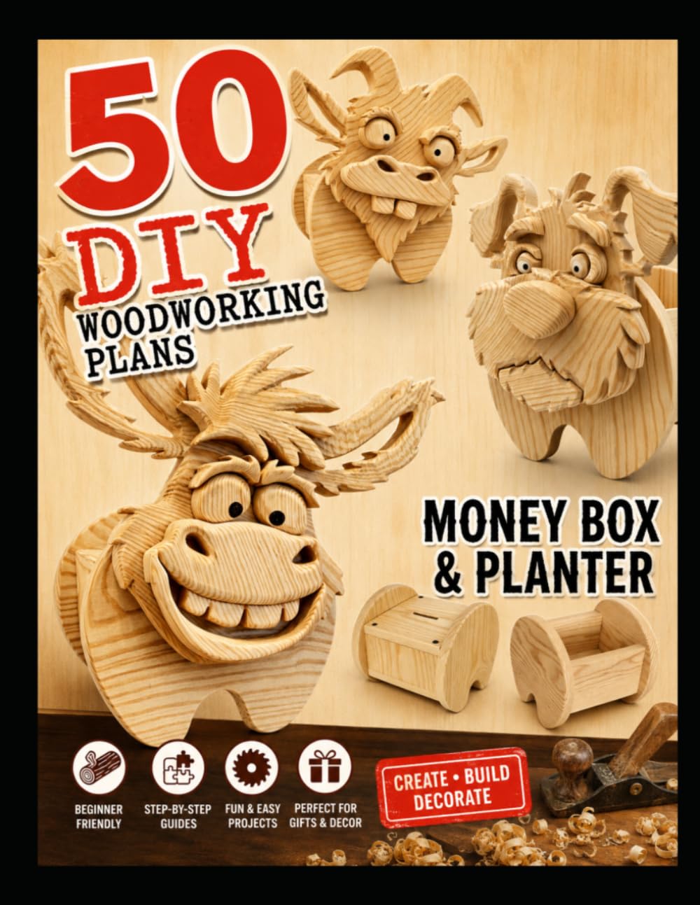 ler totalmente 50 DIY Woodworking Plans: Animal Planter & Money Box Projects - set no.1