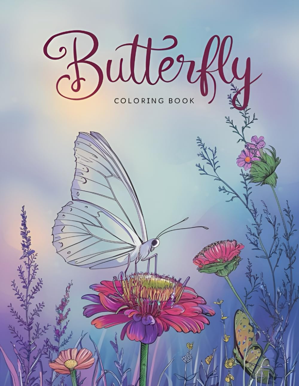 ler totalmente Butterfly Coloring Book: Beautiful Colorful Delicate Graceful Butterfly Flower Illustrations Coloring Relaxation Peace Stress Relief Large A4 8.5" x 11" inches