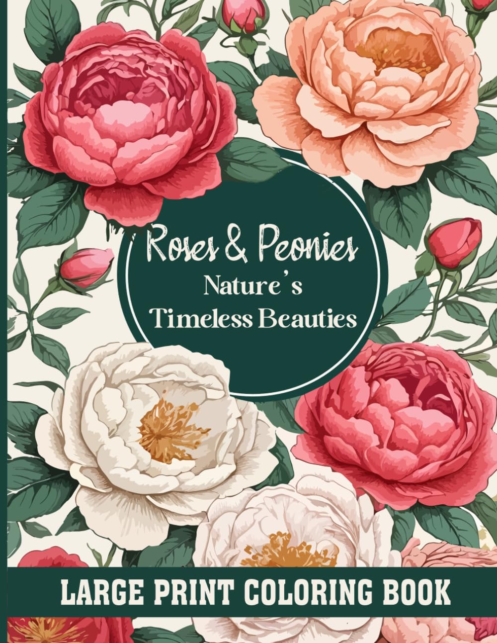 Roses and Peonies: Nature’s Timeless Beauties large print coloring book: 50+ Stunning Floral Designs for Relaxation and Creativity baixar livro de graça